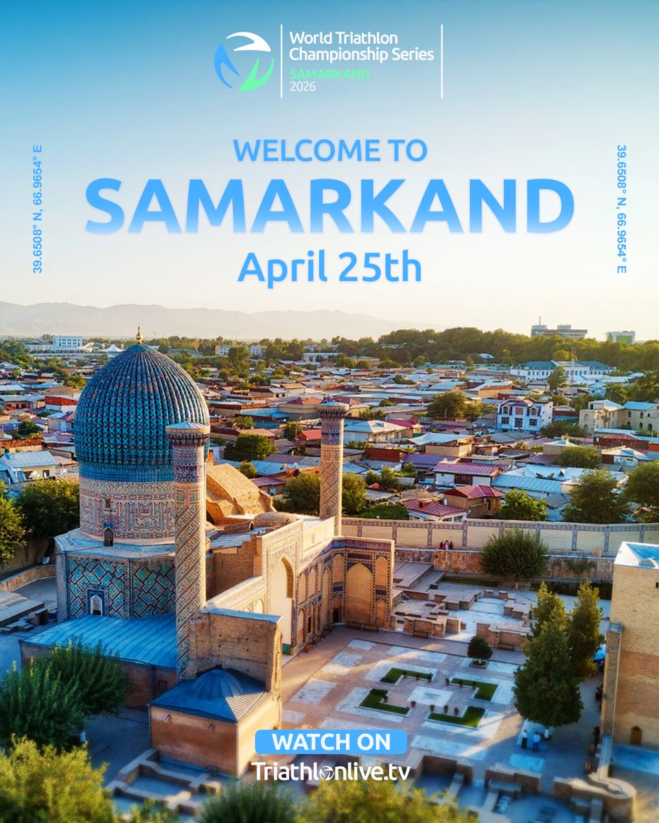 worldtriathlon's tweet image. Race week locked in 🔒 

#WTCSSamarkand hits this Saturday 🇺🇿

Watch it all unravel on TriathlonLive.tv 📺

#Triathlon