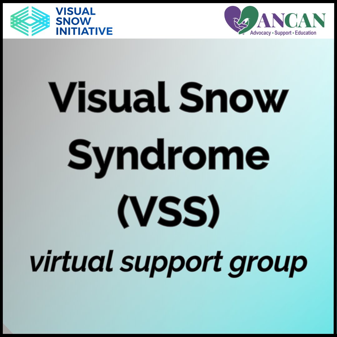 ancan501c3's tweet photo. Join our group for people who experience Visual Snow Syndrome (VSS). We are so proud to partner with @visualsnowinitiative 
No need to register - join us here at 2pm ET TODAY
Every 3rd Tuesday at this time period
https://t.co/HcJ15TvD4f
#visualsnowsyndrome #vss #visualsnow https://t.co/DxJoCteFrT