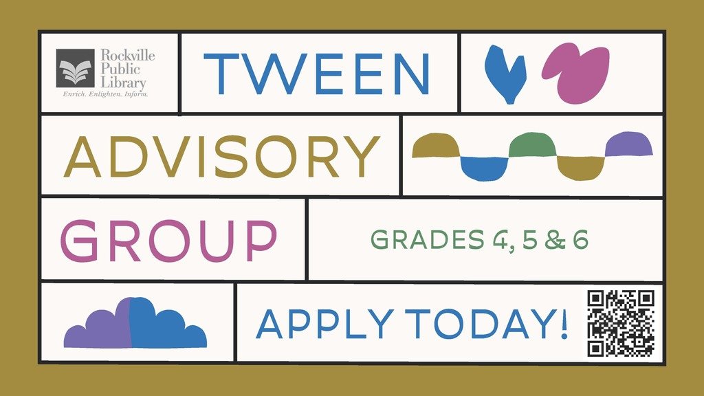 Apply Today for Rockville Public Library's "Tween Advisory Group"