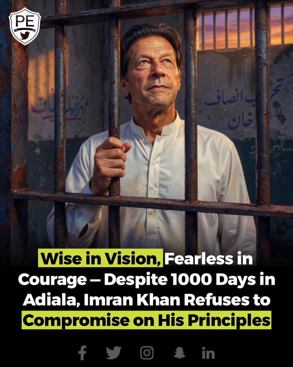 ZIA_201's tweet image. #تم_نکلوگے_خان_نکلےگا 
“Wise in vision, fearless in courage — despite 1000 days in Adiala, Imran Khan refuses to compromise on his principles,” — a statement reflecting strong support from his followers, who view his موقف as steadfast amid political challenges in Pakistan.
