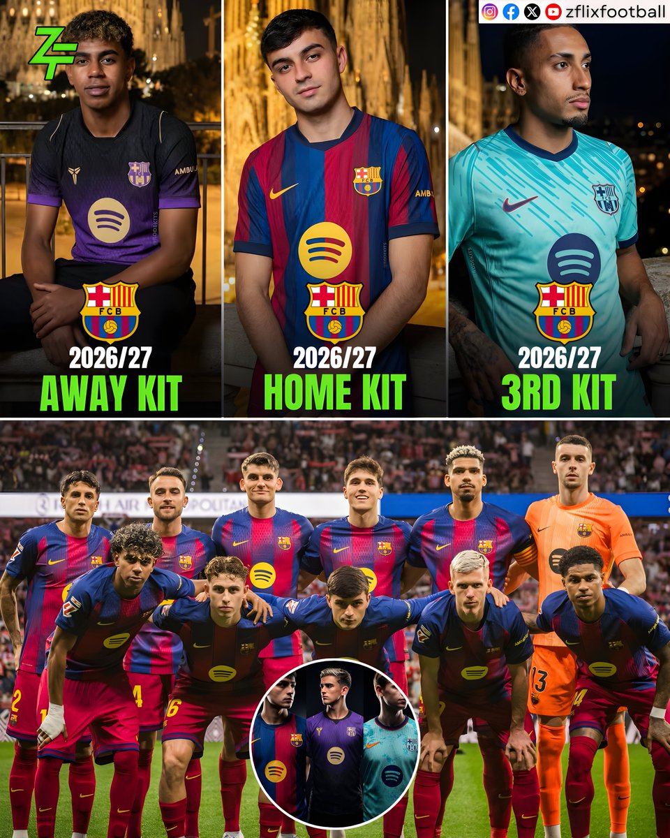 FC Barcelona's New 2026/27 Kits have arrived. 💙❤️