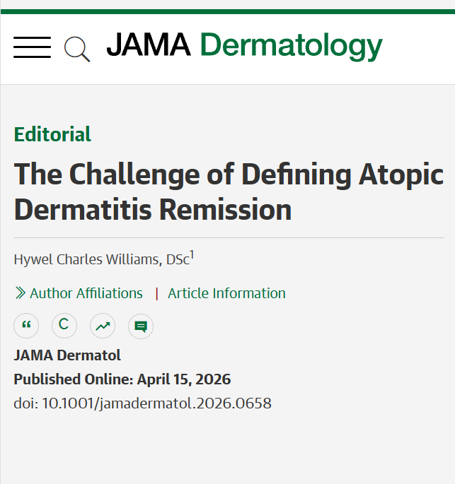 JAMADerm's tweet photo. 💬 Editorial: Efforts to unify remission criteria in #AtopicDermatitis through clinician and patient measures highlight progress for research and guidelines, yet require further evaluation for feasibility and patient relevance. 

https://t.co/0aEzV60DtH https://t.co/XufKtH8LfR