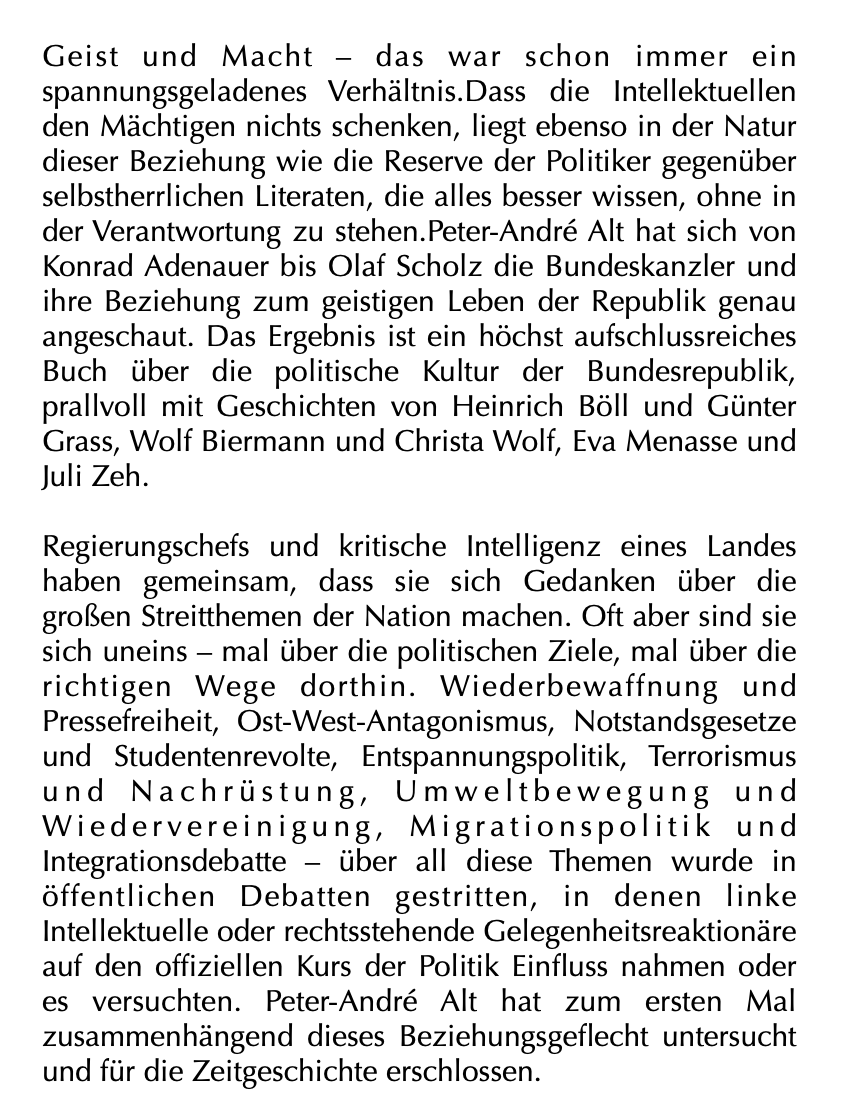 flr_louis's tweet photo. Peter-André Alt - Die Kanzler und die Intellektuellen

À paraître en septembre chez C. H. Beck https://t.co/qWSmLVeU0l