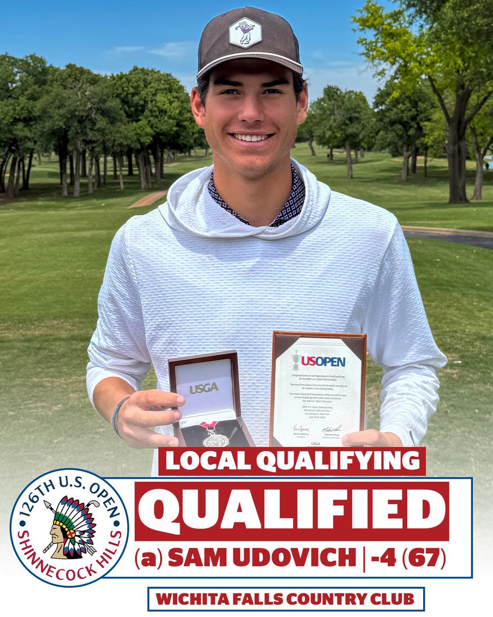 TexasGolfAssoc's tweet photo. 🎟️Heading to Final Stage Qualifying🎟️
Congratulations to our 5️⃣ U.S. Open Local Qualifiers from the Wichita Falls Country Club Qualifier. Sam Udovich and Austyn Reilly earned co-medalist honors with a 4-under 67. Good luck gentlemen!  #usga #usopen (1/2)

* (a) indicates amateur status for player