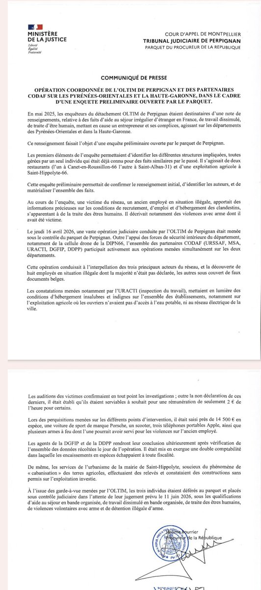 procPerpignan's tweet photo. Lutte contre les filières d'aide au séjour irrégulier et de traite des êtres humains. https://t.co/qpuV4VeRv0