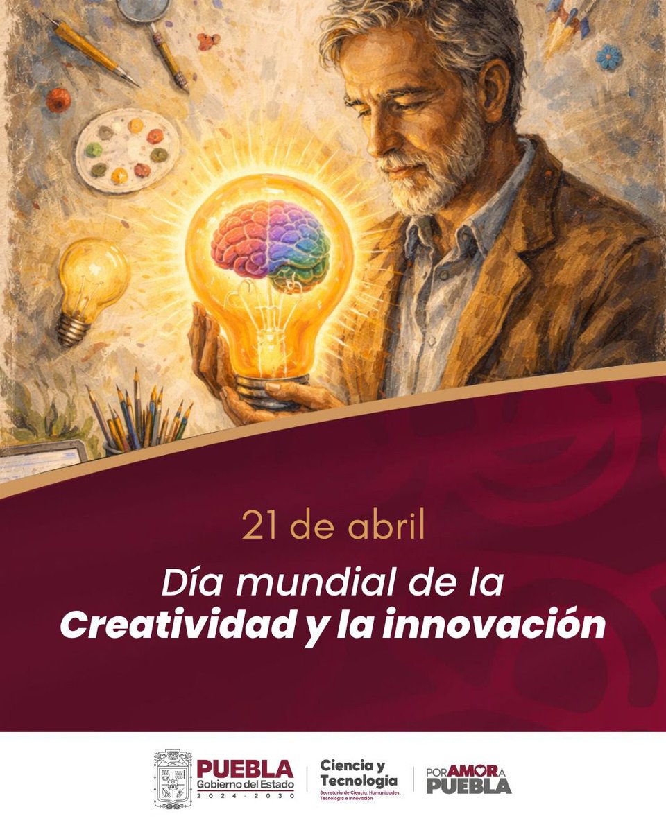 SecihtiGobPue's tweet image. Celebramos el Día de la Creatividad y la Innovación, una oportunidad para reconocer el poder de las ideas que transforman nuestro presente y construyen el futuro. 

Impulsamos el pensamiento creativo como motor de #innovación, #conocimiento y #desarrollo para nuestra sociedad.