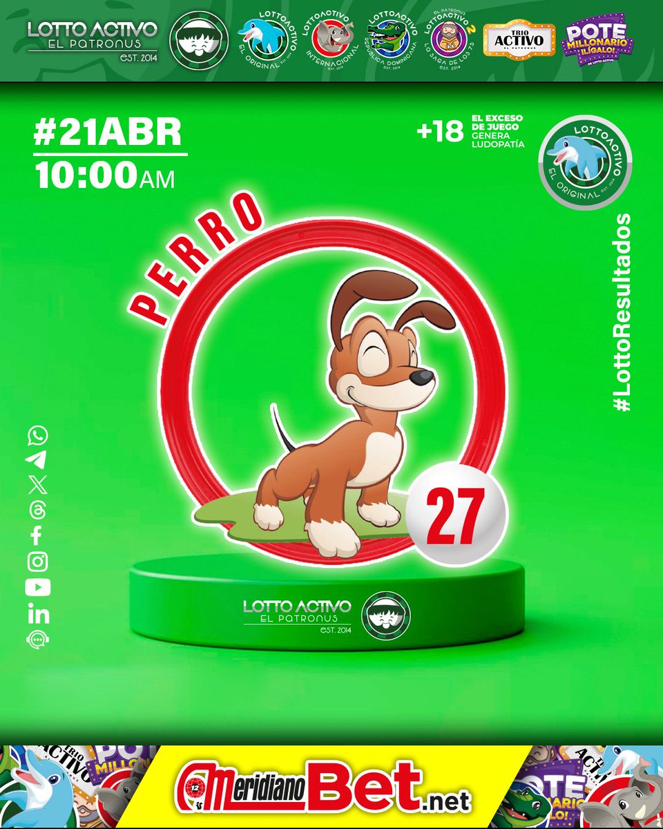 lottoactivo's tweet image. #lottoresultado del 21/04/2026
Hora: 10:05 am

Monje Millonario
Sorteo N° 488-C

Patronus
Sorteo N°2754-C

Triple
Sorteo N°2660

#venezuela #elpatronus #trioactivo

Siempre LottoActivo