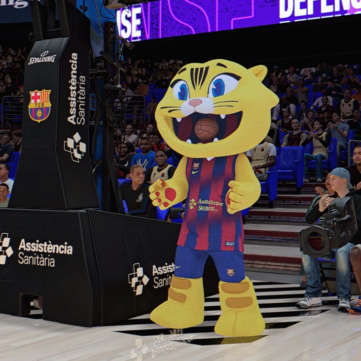 nba2kcmty's tweet image. This add-on brings team mascots to the #NBA2K26 EuroLeague mod. The level of detail is getting seriously impressive #PCBasket2K26