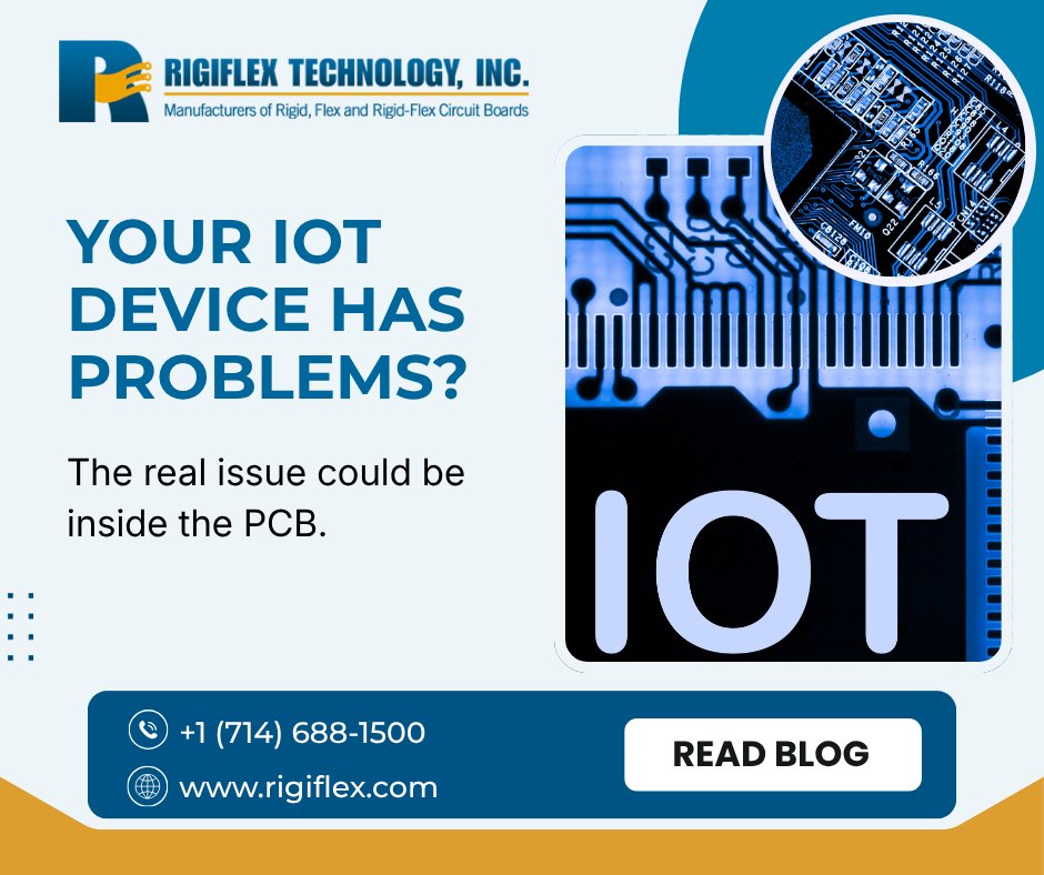 rigiflextech's tweet photo. Battery drain, weak signals, overheating &amp; disconnects in IoT devices?

The real problem may be PCB design. Better layouts improve power, RF performance &amp; reliability.

Learn 7 essential IoT PCB design factors: https://t.co/ZXRZnISyjF

#IoT #PCBDesign #IOTPCB #PCB https://t.co/dB2JFptbZ9