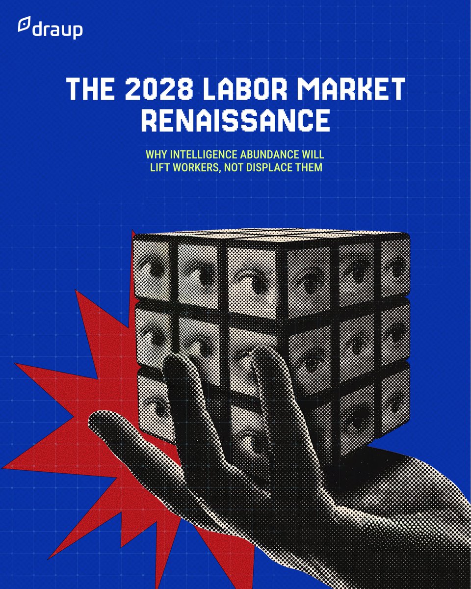 DraupPlatform's tweet photo. The fear of an AI jobs apocalypse is loud. The data from nine major institutions tells a quieter, more consequential story.

170 million jobs will be created by 2030, against 92 million displaced. Every function now demands roughly four more skills than it did last year. Novice workers are seeing a 34% increase in productivity. AI governance as a job category grew 81% in a single cycle. The labor market is not contracting; it is upgrading fast.

The organizations that understand this will redesign roles before the market forces their hand. The ones still planning around displacement risk are solving for the wrong variable entirely.

Swipe through to see what the data actually says. 👇

A thread.

#futureofwork #workforcestrategy #hrleadership #talentintelligence #draup