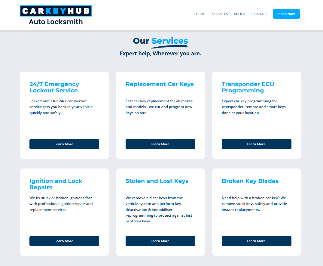 TopRankInternet's tweet photo. We are thrilled to launch the Car Key Hub website. This project was fully bespoke and involved us working with graphics the client provided and designing a  website around them...

Client was thrilled to see his graphics turned into a website > https://t.co/gcTOaOHpwH https://t.co/eD6ndIYuVF