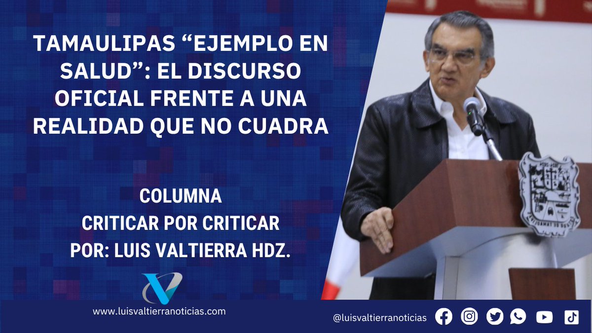 valtierrahdz's tweet photo. Tamaulipas “ejemplo en salud”: el discurso oficial frente a una realidad que no cuadra 

#NuevoLaredo #Laredo #NLD #DiazOrdaz #Reynosa #Matamoros #CiudadVictoria #Altamira #Tampico #Madero #Tamaulipas #Texas #LaredoTx #McAllen

https://t.co/U7SaI4hWNW a través de @valtierrahdz https://t.co/cdE7MB9B0z