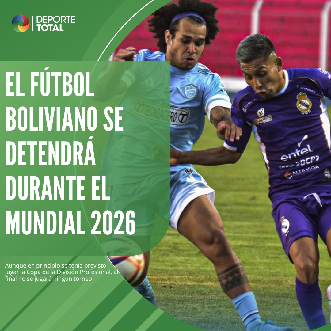 deportetotal_bo's tweet image. ¡TODO SE DETIENE!

Aunque en un principio estaba previsto jugar la Copa de la División Profesional en JUNIO, al final la FBF y dirección de competiciones determinó pausar los torneos durante la Copa del Mundo.

El futbol boliviano tendrá un receso desde el 11-06 hasta el 19-07