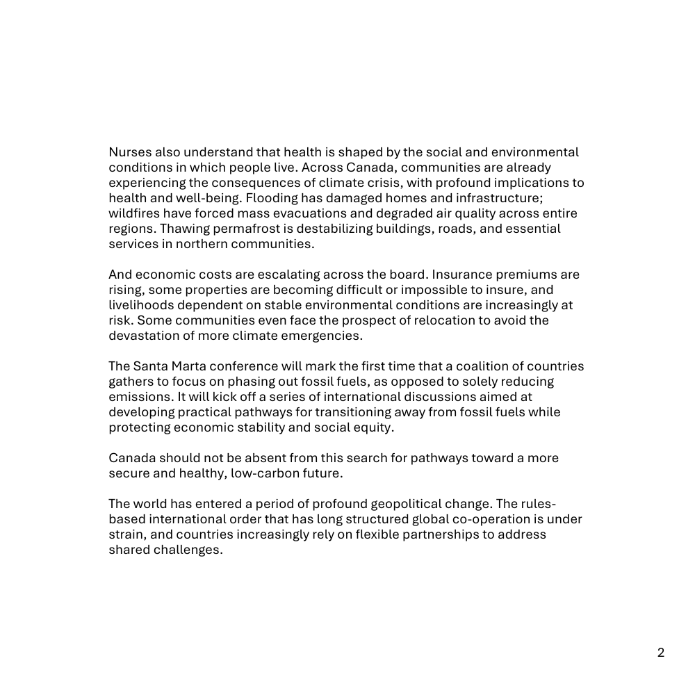 RNAO's tweet photo. In this @TheHillTimes op-ed, RNAO CEO Dr. @DorisGrinspun urges the federal government to be at the table for an international conference aimed at a just transition away from fossil fuels.

"Canada should not be absent from this search for pathways toward a more secure and healthy, low-carbon future."

Read (paywalled): https://t.co/CglqTC2CiY

#CanPoli #CanHealth #ClimateAction