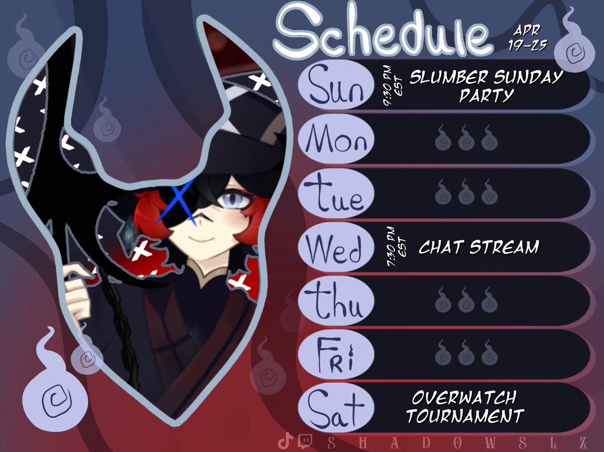 ShadowSLZog's tweet photo. Stream Schedule 

For this week 🗣️🗣️🗣️
#streamer #vtuber #indievtuber https://t.co/HMZN5cOL8m