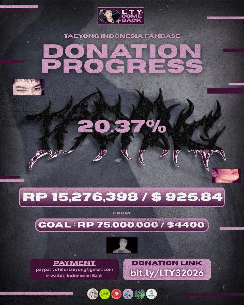 🌹 LTY3 DONATION SUPPORT🌹

🎯 Progress 20.37%

Donate here:
🔗bit.ly/LTY32026
🔗ko-fi.com/votefortaeyong

Good news! Kami baru saja menambahkan metode pembayaran QR1S ^^

Thank you so much! every amount matters 🥹

#TAEYONG