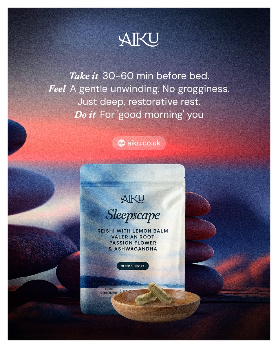AikuLabs's tweet image. For the Nights When Your Body Is Exhausted, but Your Mind Won't Shut Up

Take it: 30-60 min before bed
Feel it: A gentle unwinding. No grogginess. Just deep, restorative rest.
Do it: For 'good morning' you

#Consistency #Habits