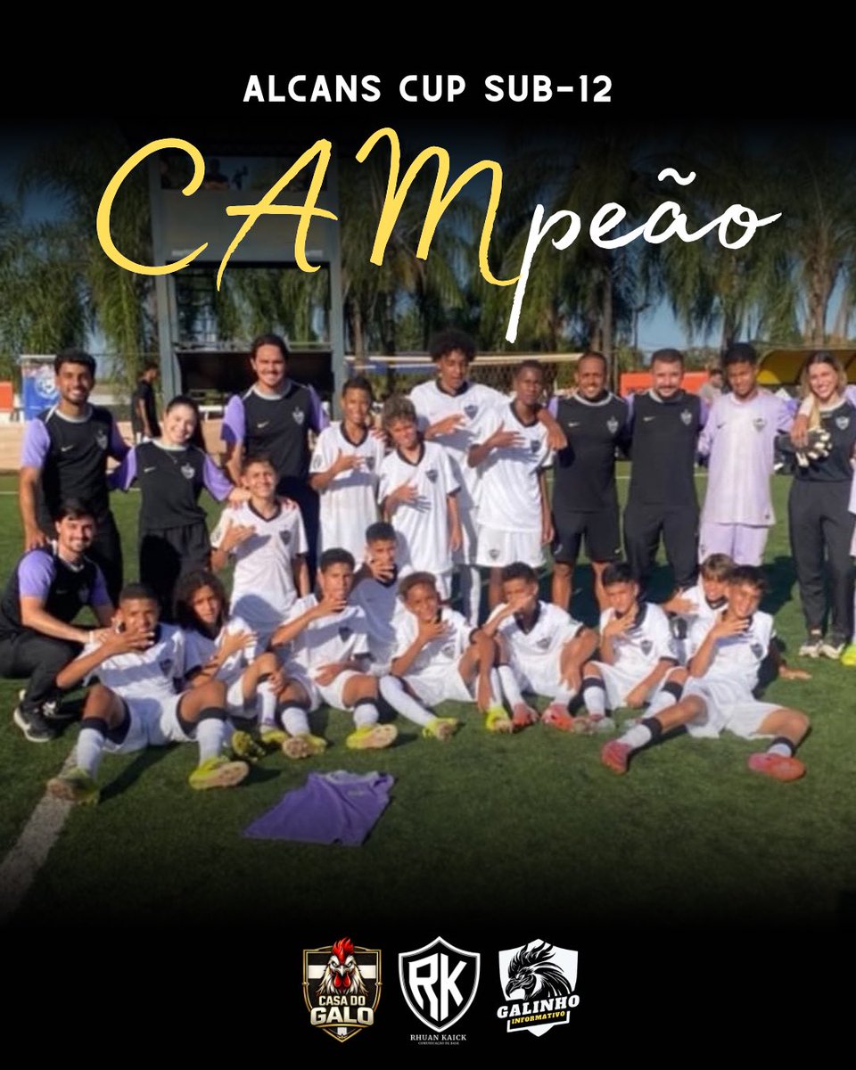 É CAMPEÃO! 🏆🔥

O Galinho Sub-12 venceu o CAT nesta manhã por 3 a 0 e conquistou, de forma invicta, o título da Alcans Cup.

Campanha espetacular — parabéns, crias! 👏🐔
Melhor ataque: 10 gols marcados
Melhor defesa: apenas 1 gol sofrido