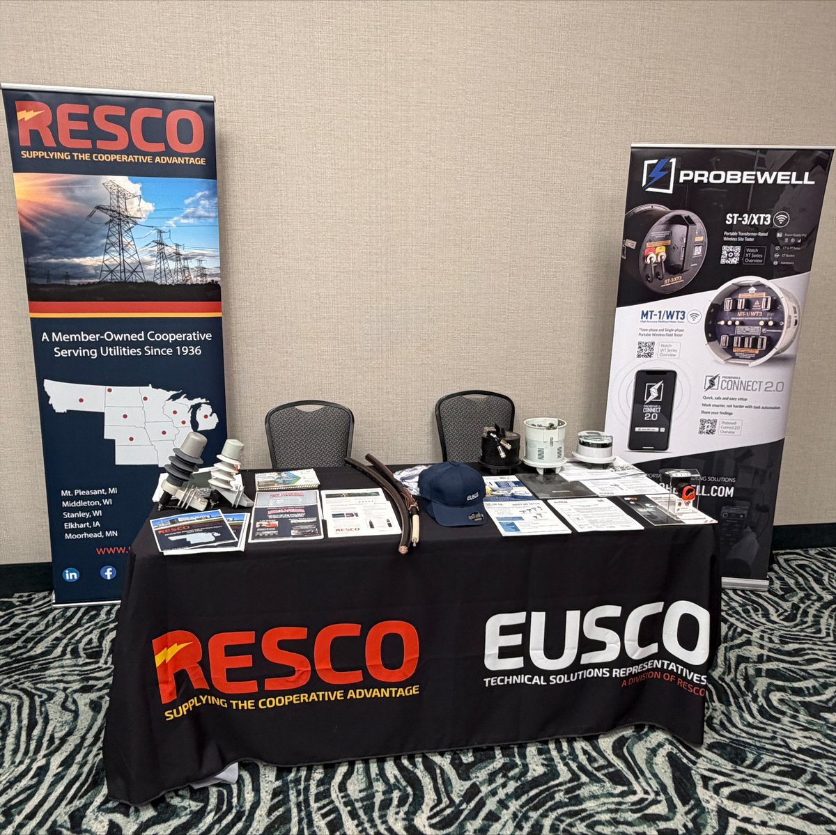 RescoSupply's tweet image. Dave Troudt, account manager for our Nebraska territory, and Bob Jenson, sales manager/sales engineer of our EUSCO division, are in Kearney, NE today,  the annual Nebraska Rural Electric Association Energy and IT Conference. #utilities #RESCO