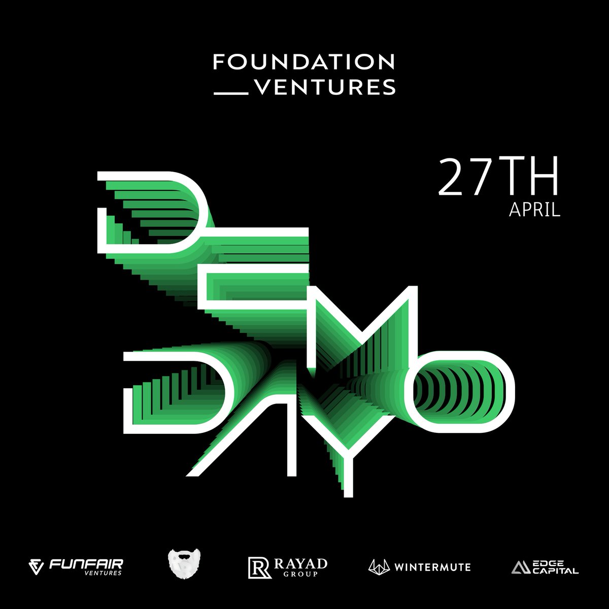 FoundationVent's tweet photo. Most demo days end when the Zoom closes.

Founders pitch, investors nod, everyone logs off, and the deck disappears into an inbox somewhere between a cold email and a calendar invite that never gets sent.

That's the problem we built Foundation Ventures to solve.

Our second Virtual Demo Day is on April 27th, and the investors in the room are:

@FunFairVentures 
Rayad Group Family Office
Wintermute
Edge Capital
@RedBeardVC 

Five founders. Five minutes each. No panel judging, no performative Q&A, just the pitch, and then the part that actually matters: the follow-up.

After the call, we personally bring every deck into the right investor conversations. Not a mass email blast. Not a "thanks for attending." Real, warm introductions matched to mandate, across the VCs in the room and our wider network of funds, family offices and syndicates.

Because getting five minutes in front of capital is the easy part. Staying in front of it is what closes rounds.

If you're an early-stage founder raising now, or an investor who wants to see vetted deals before the wider market does, DM us.

https://t.co/TqICjMx0xT
