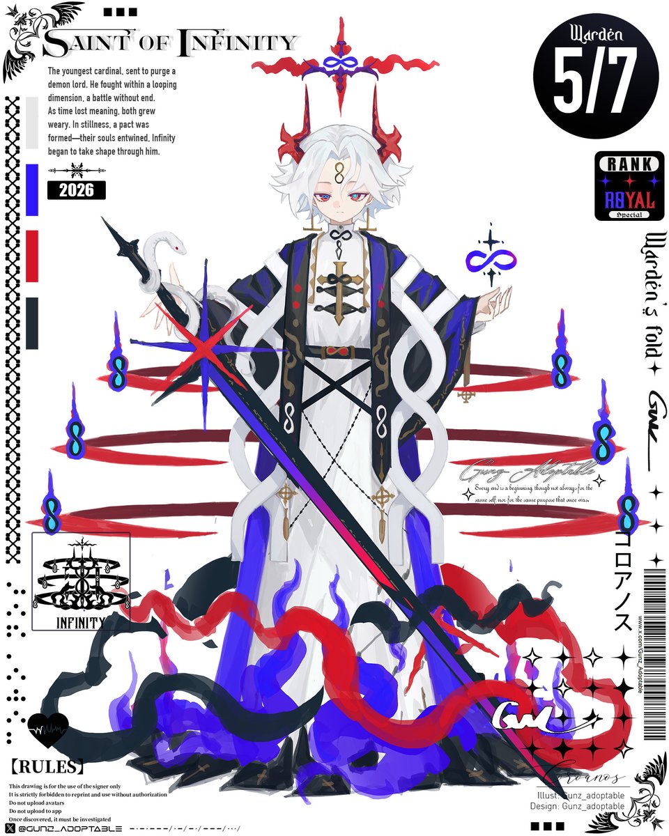 Warden’s Fold Coroanos CS Adopt “Saint of Infinity” ♾️
Set Price 1 for 275 USD
[RT very appreciated 💕 Claim below~]