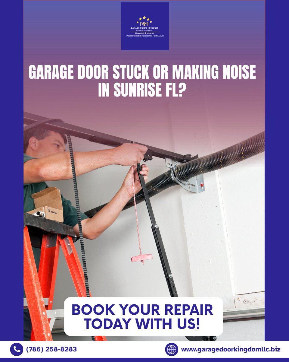 gdkingdomfl's tweet image. Garage Door Kingdom got your door stuck or making noise in #Sunrise FL? Don’t ignore the signs—fix it fast before it gets worse. Tap at garagedoorkingdomllc.biz/garage-doors/r… for your repair today and get things moving smoothly again!

Call us at 786-258-8283!

#garagedoorkingdom #garagedoors