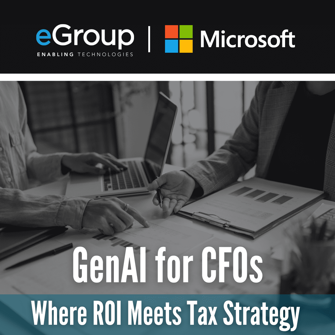 eGroup_Inc's tweet image. #AI has made its way into finance, but how do you measure #ROI, and what does it mean for your org’s #tax strategy? Part two of our #GenAI for #CFOs webinar is built for #finance leaders looking to connect AI investments to financial outcomes.   

👉 bit.ly/4tr9hCR