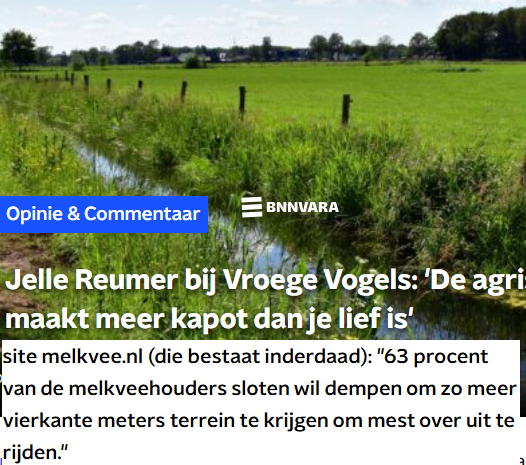 Matthijs85's tweet image. 63% van de melkveehouders wil sloten dempen om zo meer m2 terrein te krijgen om mest uit te rijden en alles dood te kunnen spuiten 😱
📻 Vroege vogels: nporadio1.nl/nieuws/opinie-…

Desastreus voor onze waterberging, -afvoer, -kwaliteit, vogels en natuur! #water💧💚#natuur