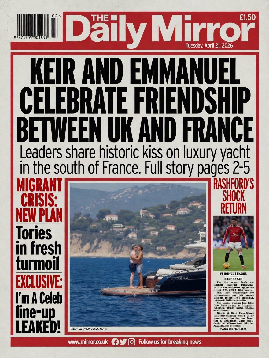 « Keir and Emmanuel celebrate Friendship between UK and France » #KeirStarmer #EmmanuelMacron #TheDailyMirror