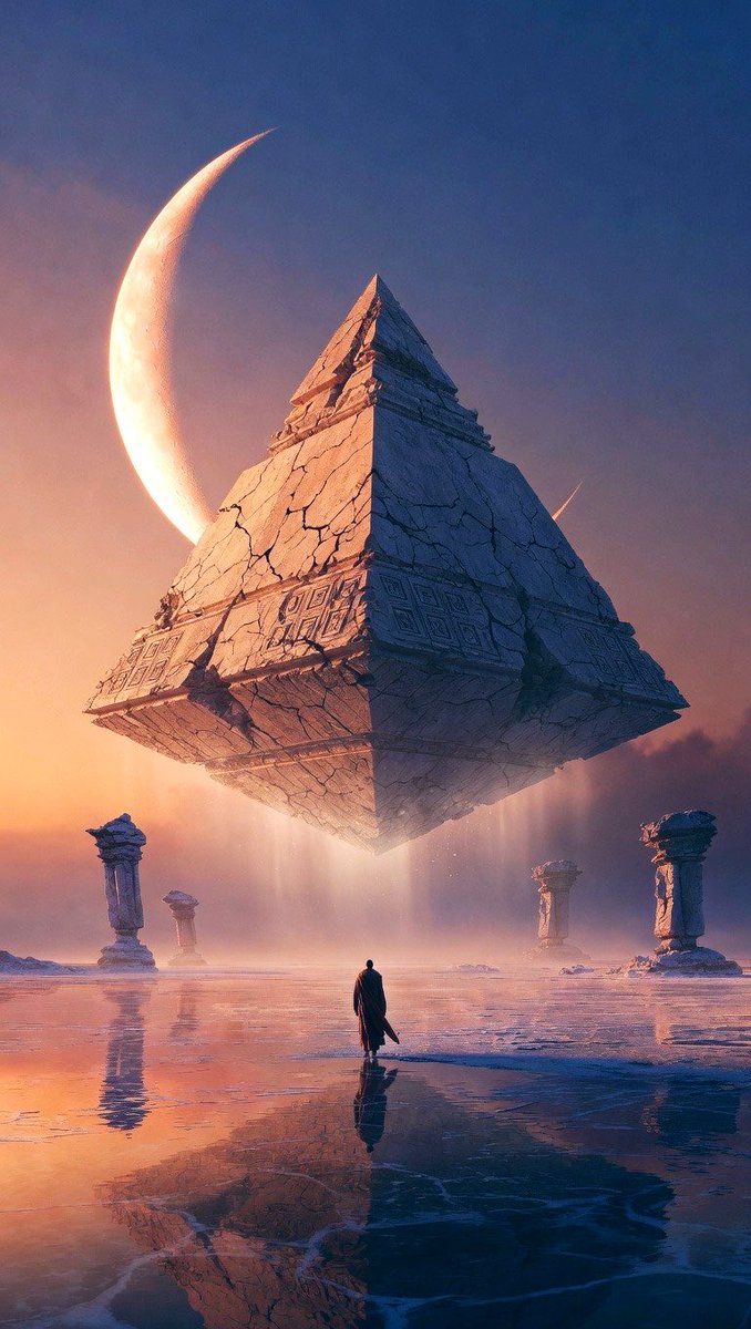phokuinc's tweet image. Impossible monument hovering between worlds 🌘 #Solitude #EternalWanderer #FantasyArt