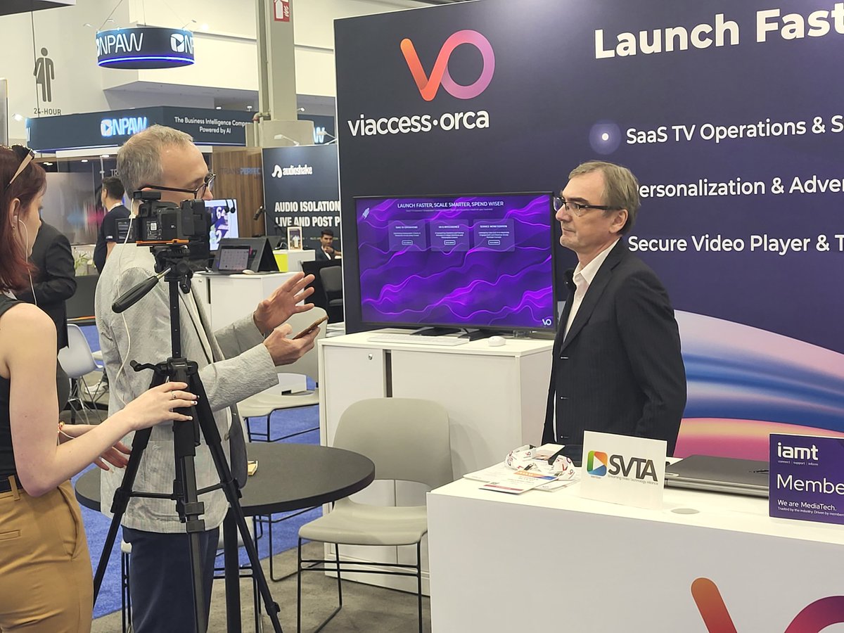 ViaccessOrca's tweet photo. Media work yesterday. The cameras are getting smaller every year, but the story is the same size and importance it has always been: in a competitive market, you need to move fast, grow smart, and optimize every investment. Meet us on Booth W3123 https://t.co/AGllXRz4ql 
#NABShow https://t.co/ZWPCTSfLZ7
