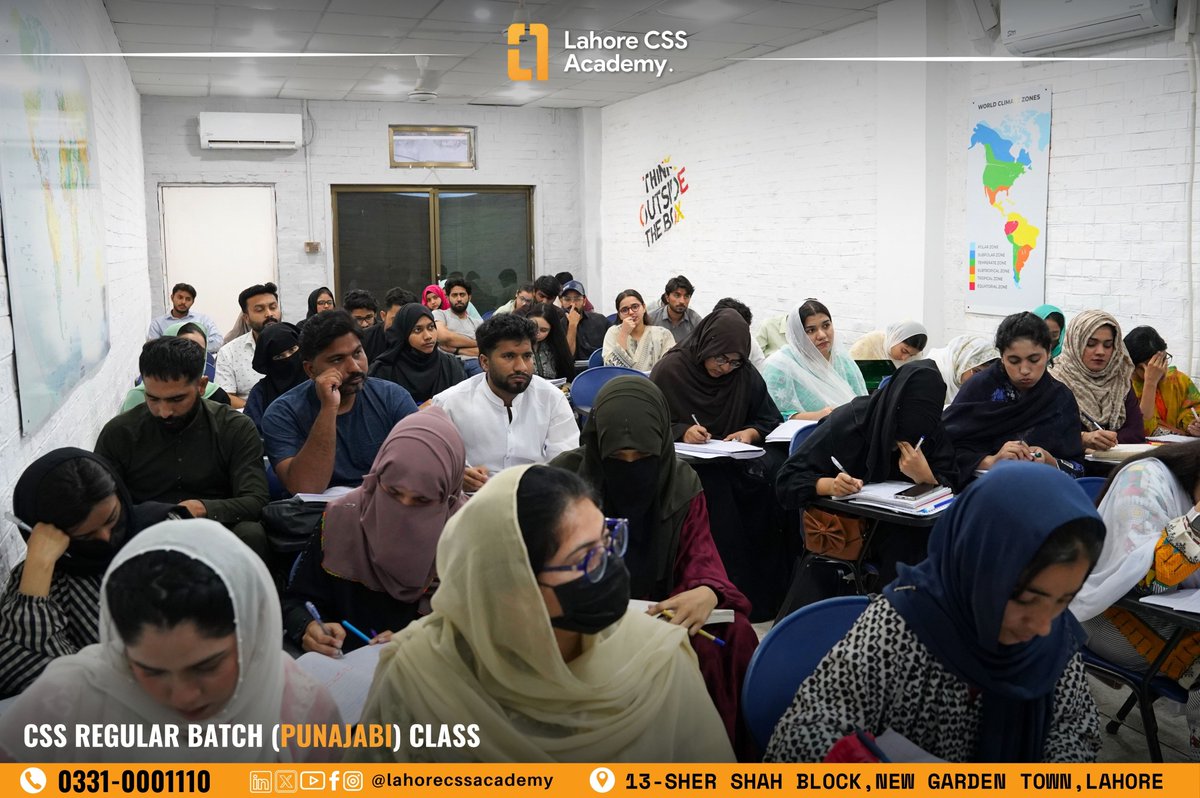 lahore_css's tweet photo. CSS Regular Batch ( PUNAJABI ) Class

📞 Register Now: 0331 0001110
📍 Lahore CSS Academy, 13 Sher Shah Block, Garden Town, Lahore

#LCA #CSS2027 #CivilServices #LahoreCSSAcademy #CSSFuture #CSSDreams #CSSExams #CSSCoaching #CSSTraining #CSSPreparation #CSSSuccess https://t.co/J1qQKIg4eO
