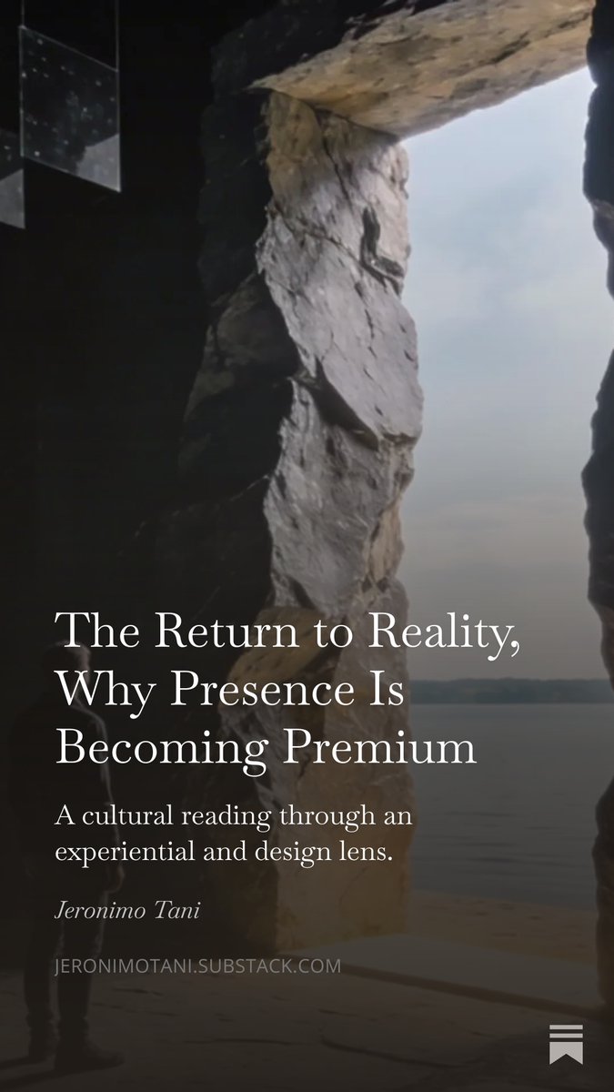 JeronimoTani's tweet photo. The more infinite, synthetic, and optimized digital life becomes, the more valuable presence becomes. https://t.co/JgdJC9Yfnt https://t.co/1HqbjSgMBZ