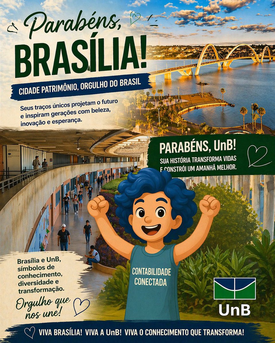 CConectada_'s tweet photo. Parabéns, Brasília, 66 anos! 🎉

Parabéns, UnB, 64 anos! 🥳

Democracia todos os dias 💙💚 

Siga também as nossas mídias sociais (link na bio) e fique conectado com todas as novidades!

#contabilidadeconectada #contabilidade #cienciascontabeis #educacaocontabil #pesquisacontabil https://t.co/U9jrhcJ81y