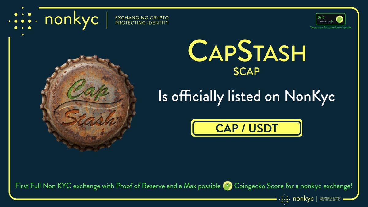 ChrisNonKyc's tweet photo. #CapStash
@CapStash_WPXF is officially listed on #NonKyc Exchange 🤩

Friendly invite: https://t.co/7TLS6AnxGU

Trading pairs:
$CAP / $USDT

Follow: @nonkyc_exchange 👌

#listing #Bitcoin #Crypto #cryptocurrency #Exchange #privacy #listingalert #newlisting #Altcoin #NFT #memecoins #CAP