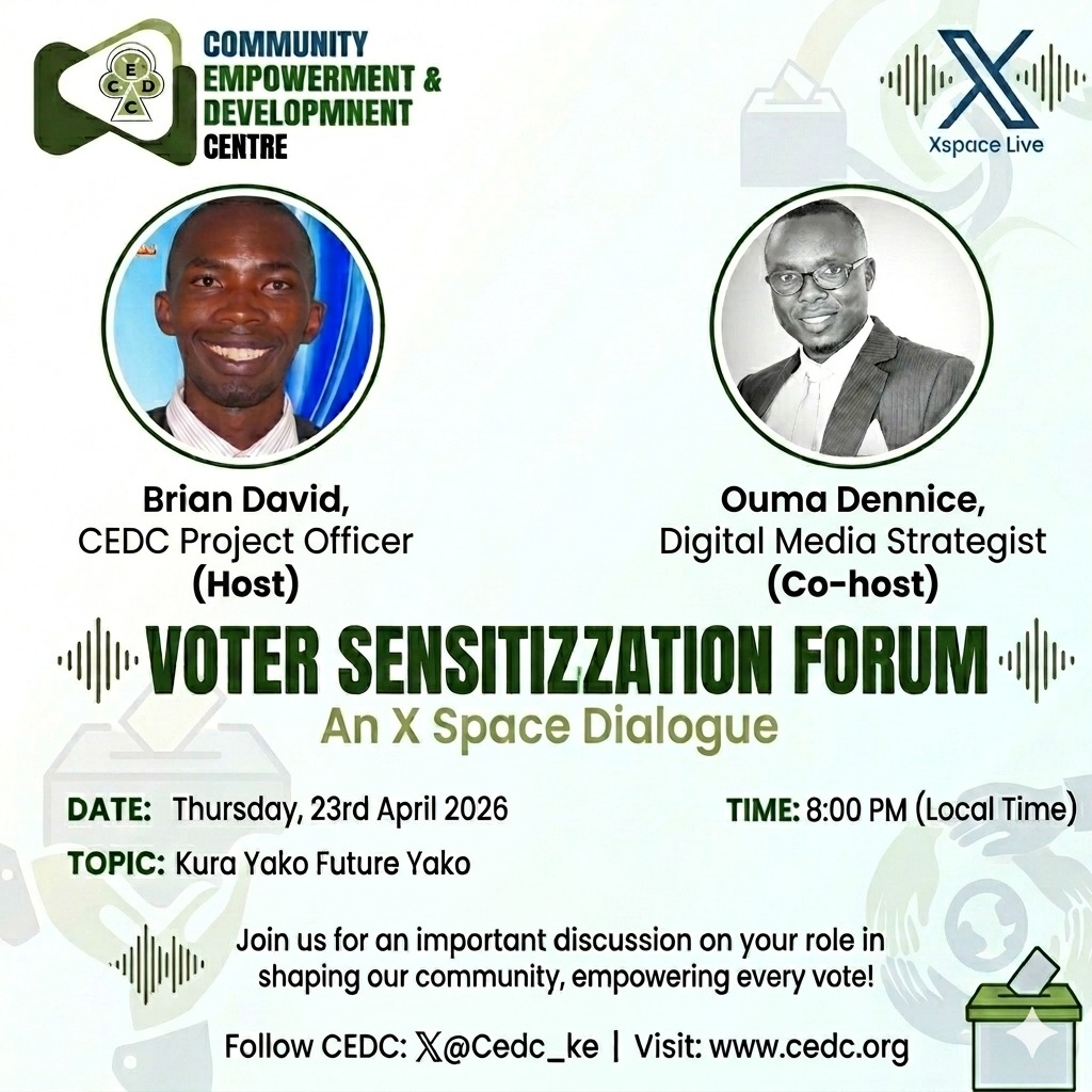 Youoweyou_Ke's tweet photo. Join Us This Thursday!
As we reflect on Busia County  ongoing voter registration hits and misses.
https://t.co/IROmzzSTrC
#VoterEducation #CEDC https://t.co/3lMvaLPgOI