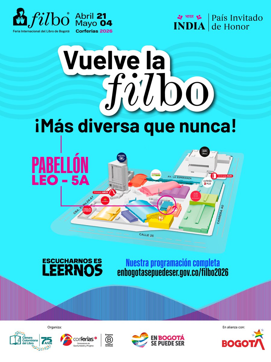 SePuedeSer's tweet photo. La #FilBo2026 ya está aquí, la igualdad y la diversidad se toman la feria con voces, historias y espacios que nos representan. 💜

Te esperamos en el Pabellón LEO-5A
Consulta toda nuestra programación en 👉 https://t.co/LxCOXFAGxm

#EnBogotáSePuedeSer #FilBo #BogotáDiversa https://t.co/B3YzrHhZy5