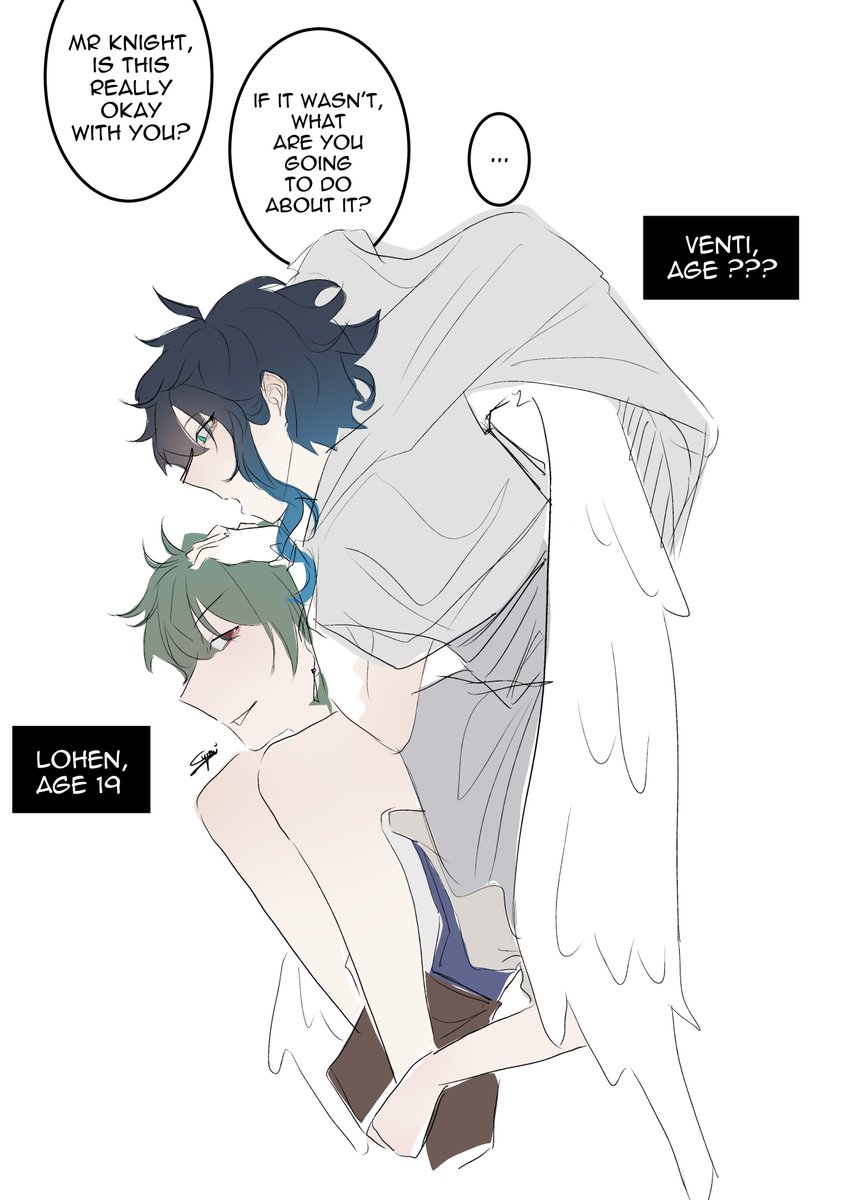 syonine's tweet image. #loven angel au.. lots of thoughts for this one.. venti's first time being an angel
#bloodballad #venti #lohen