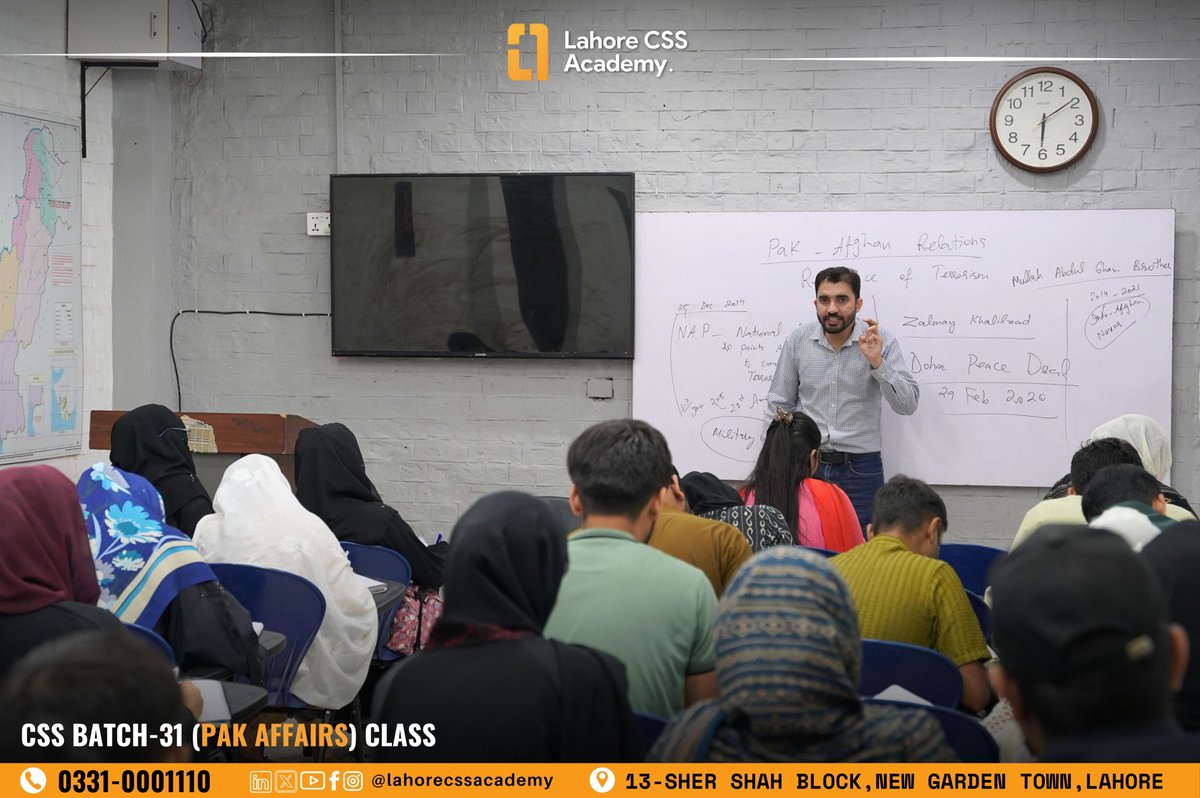 lahore_css's tweet photo. CSS Batch-31 PAKISTAN AFFAIRS CLASS With Sir Sajid Malik

📞 Register Now: 0331 0001110
📍 Lahore CSS Academy, 13 Sher Shah Block, Garden Town, Lahore

#LCA #CSS2027 #CivilServices #LahoreCSSAcademy #CSSFuture #CSSDreams #CSSExams #CSSCoaching #CSSTraining #CSSPreparation https://t.co/Tgibhj25DO