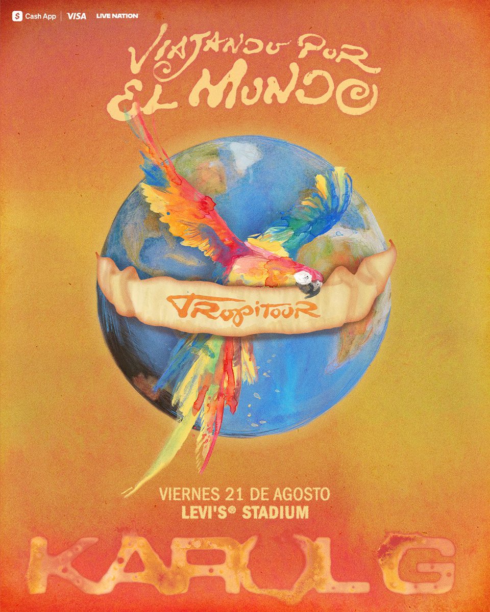 LevisStadium's tweet photo. KAROL G 🦜🧡 Viajando Por El Mundo Tropitour

Sign up for Artist Presale Today, Tuesday, April 21 at 7AM PT through Friday, April 24 at 7AM PT

https://t.co/edGLQsiP7p https://t.co/uzai5Ngl4c