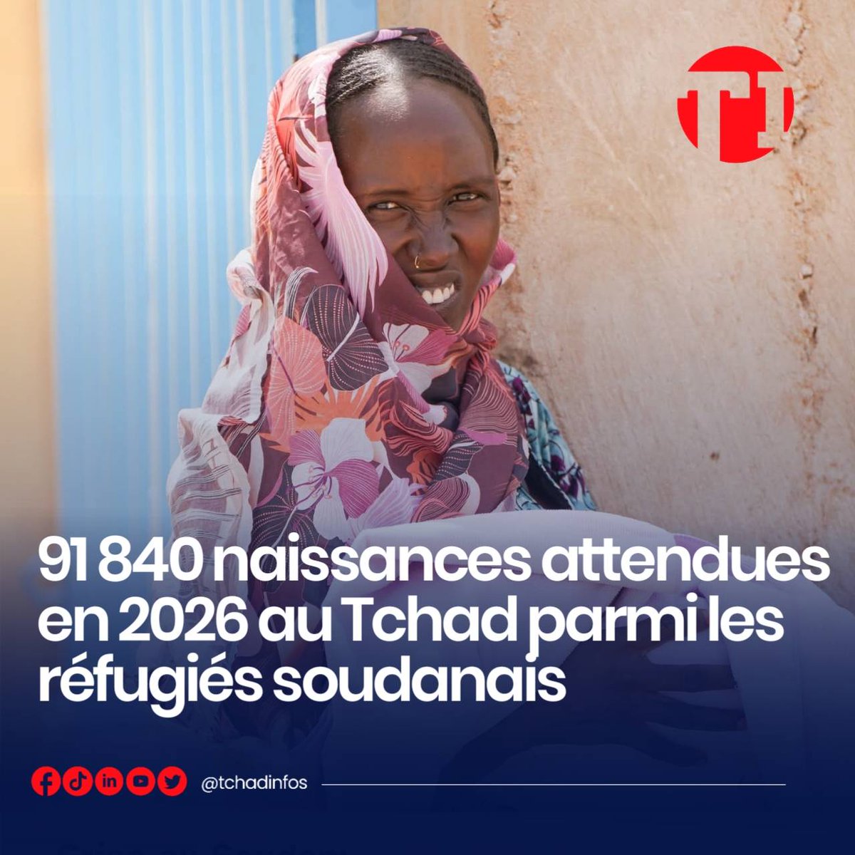 tchadinfos's tweet image. 91 840 naissances sont attendues cette année parmi les populations déplacées par la crise soudanaise au Tchad, selon l’UNFPA. #Tchad 🇹🇩