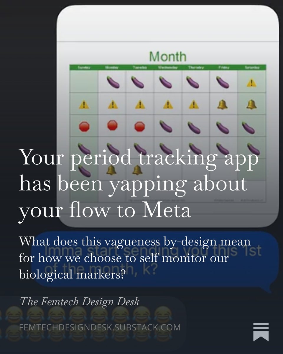 Your period tracking app was caught sharing your flow data with #Meta. Another reminder that consent in digital health is often an illusion. Read why this matters:

open.substack.com/pub/femtechdes…