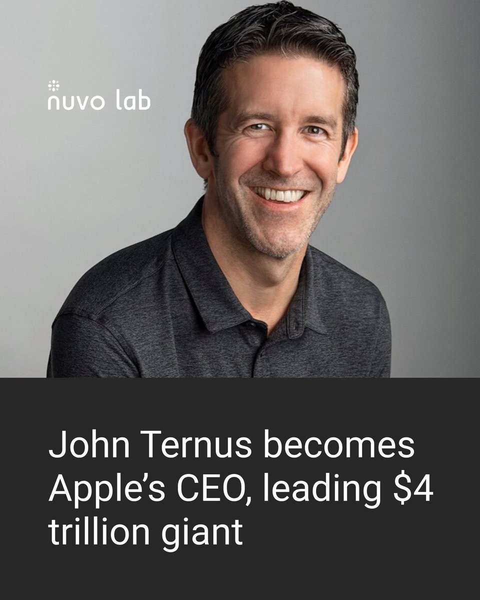NuvoMediaLab's tweet image. @Apple Inc. has named @JohnTernus  as its next CEO.

He officially takes over Sept. 1, 2026, as @tim_cook becomes Executive Chairman.

For a $4 trillion company, succession is never just a title change, it can shape the next decade of innovation.

#Apple #TechNews #Leadership