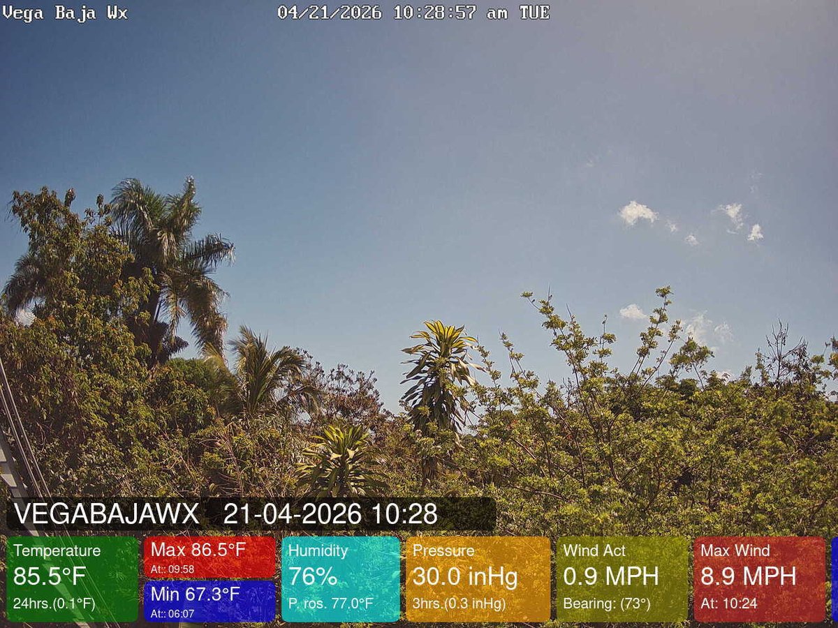 VegaBajaWx's tweet image. April 21, 2026 at 10:30AM Vega Baja #PuertoRico #weather #prwx #Wx
