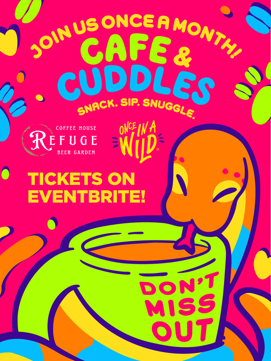 OnceInAWild's tweet photo. It’s almost time for Cafe &amp; Cuddles!
Get ready for snacks, and moments with our animals

When: Last Sunday of every month • 11:00 AM–4:00 PM
This month: April 26th
Where: Refuge Coffee + Beer Garden
11011 Shaenfield Road, San Antonio, TX 78254
🎟️ Tickets:
https://t.co/7kmqO23uX9 https://t.co/uddBDHfaV6