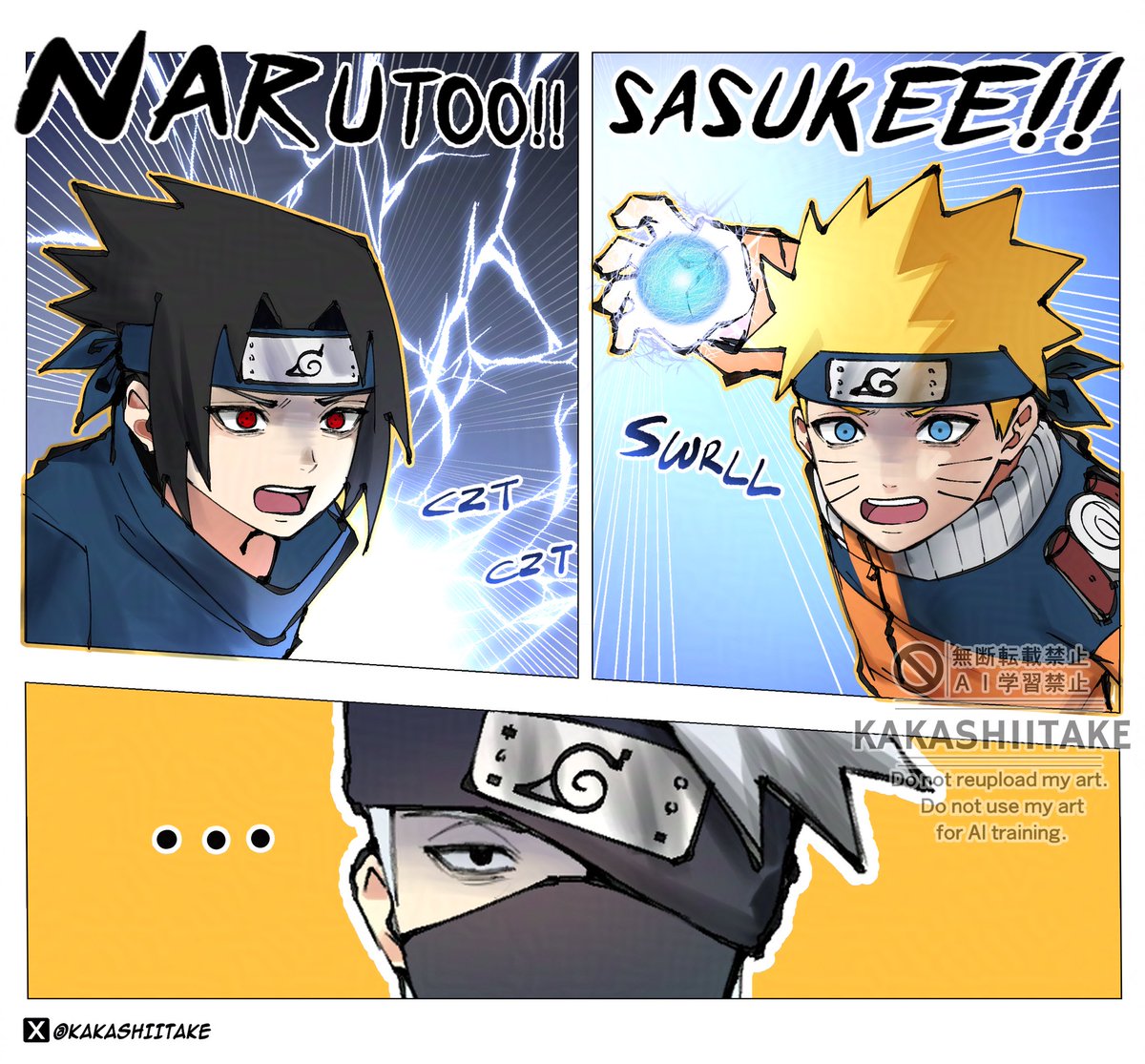 Kakashiitake's tweet image. 🧵(1/2)  #NARUTO
Kakashi and his 3 lil kids part 8