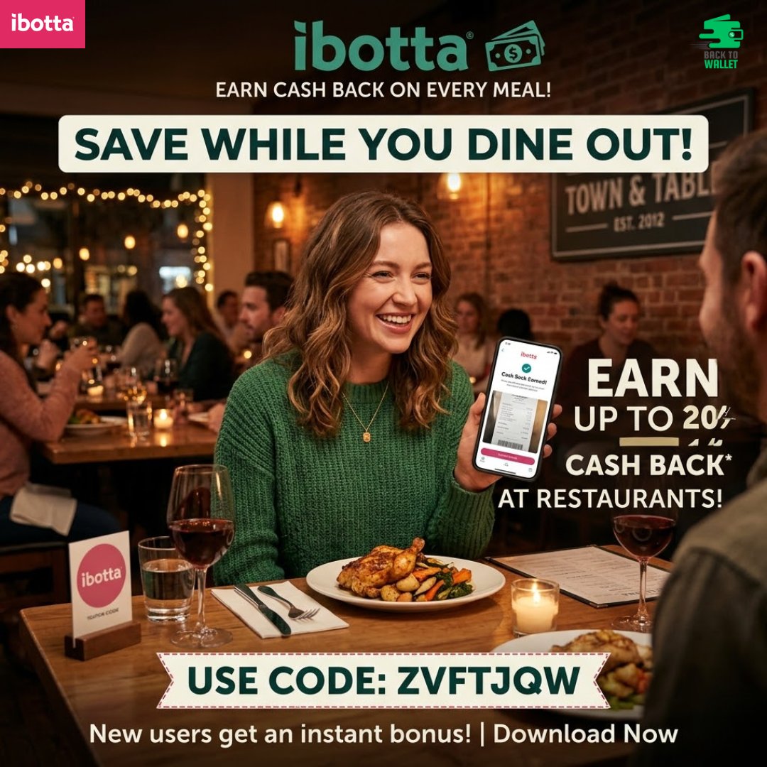 backtowallet's tweet image. Stop leaving money on the table! 💸 Get cash back every time you dine out with Ibotta.
Use code: ZVFTJQW #cashback #dining #backtowallet