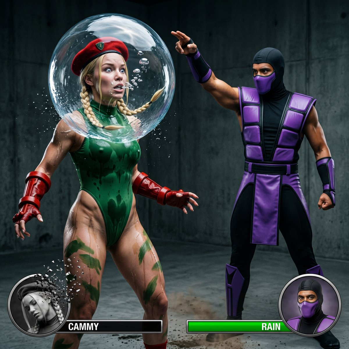 ZakoCollector's tweet image. #streetfighter VS #mortalkombat
Cammy VS Rain (AI)