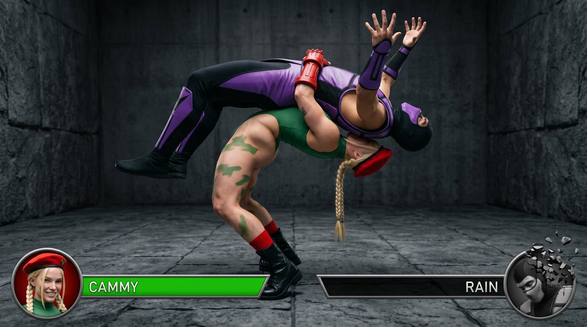 ZakoCollector's tweet image. #streetfighter VS #mortalkombat
Cammy VS Rain (AI)