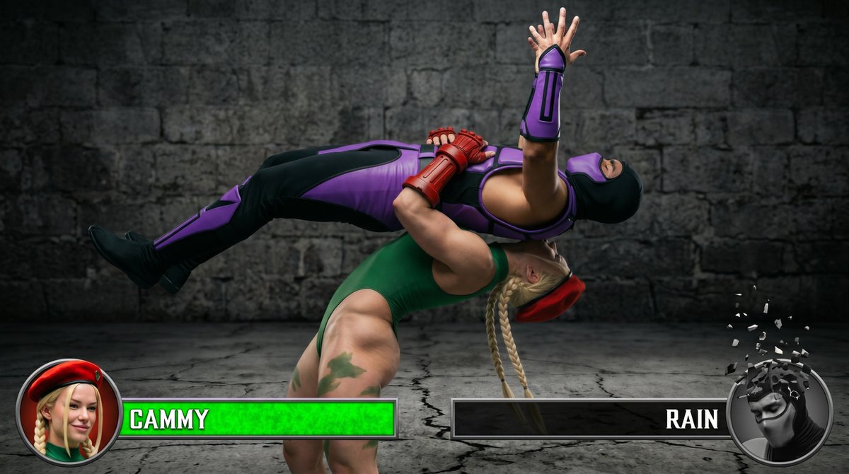 ZakoCollector's tweet image. #streetfighter VS #mortalkombat
Cammy VS Rain (AI)